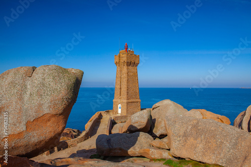Lighthouse on the Pink Granite Coast, Ploumanach, Brittany, France