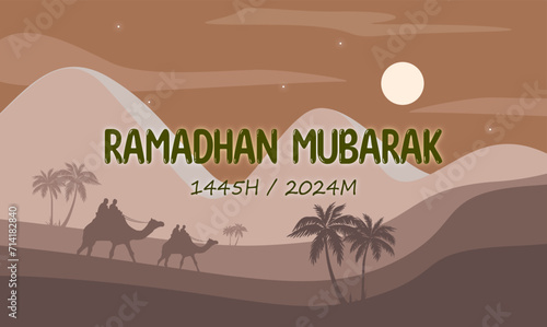 Wallpaper Mural Ramadan template design with sky, moon and desert views, vector design of Ramadan greeting banner design, muslim, with light gradient. Torontodigital.ca