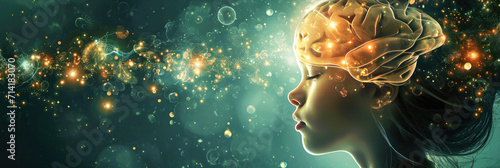 Woman With Glowing Brain, Illuminating the Power of the Mind