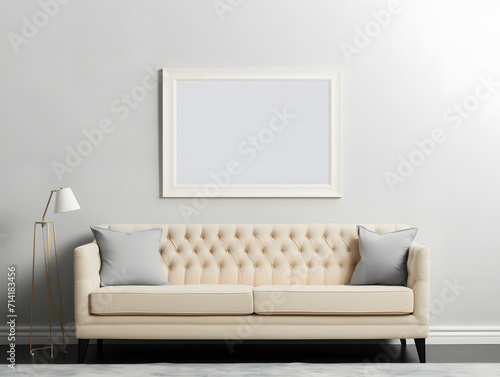 3D Gallery Frames Mockup with Sofa