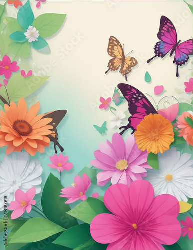 A beautiful photo of Cute spring scene for holiday flyers and banners design Generative AI