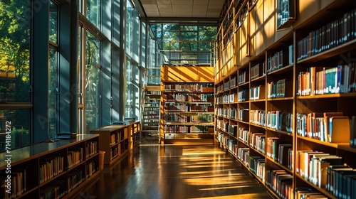 Interior of a library photo