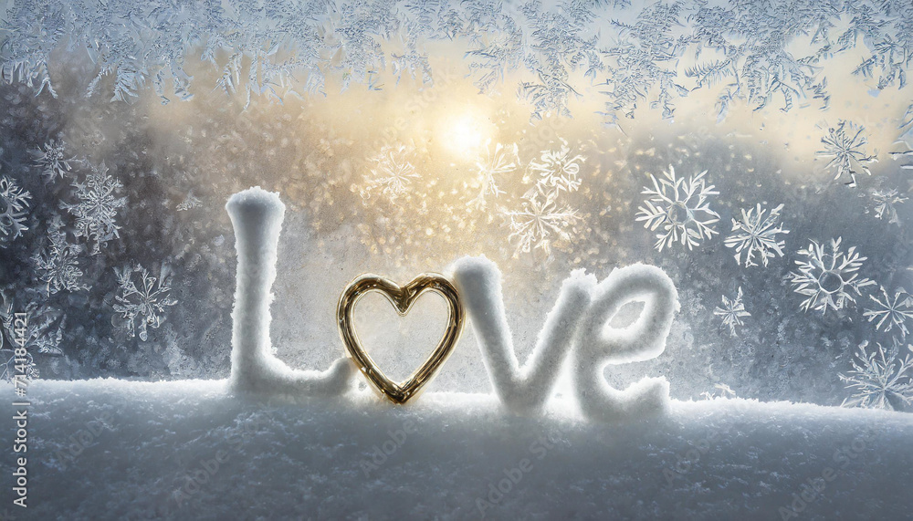 Love written on frosted window. Valentine’s day. Love written on frosted window. Valentine’s day.