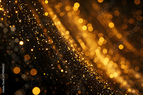 Abstract golden lights on black background