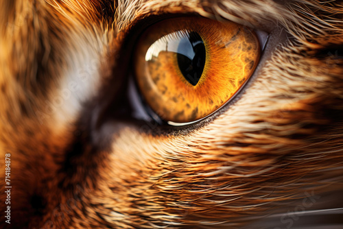 Macro eye shot of brown cat