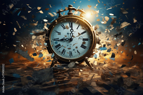 Wallpaper Mural Alarm Clock Surrounded by Confetti and Confetti, Time to Celebrate! Torontodigital.ca