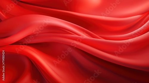 Luxurious Flying Red Fabric: Abstract Background with Textile Waves AI Generated