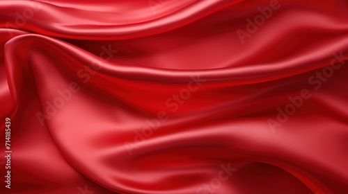 Luxury Flying Red Fabric: Abstract Background of Folded Textile or Liquid Wave AI Generated