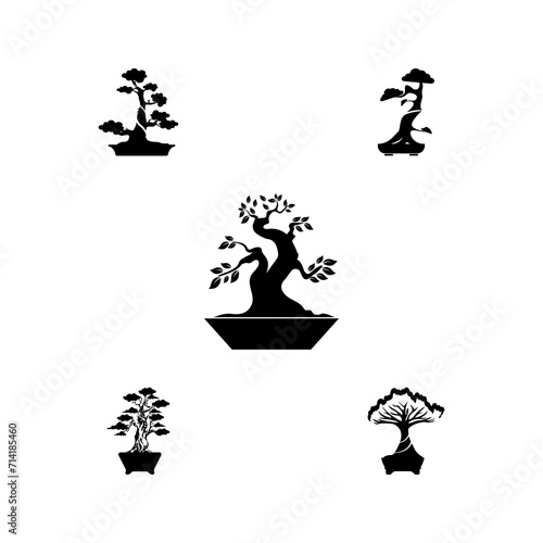 set of bonsai logo vector