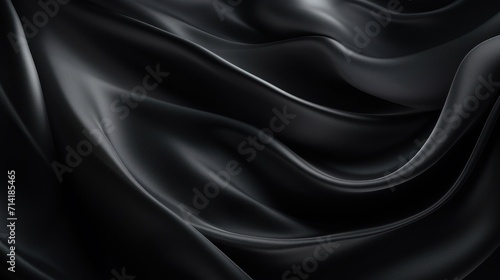 Elegant Black Silk Satin Texture Background with Beautiful Soft Folds AI Generated