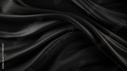 Elegant Black Silk Satin Texture Background with Beautiful Soft Folds AI Generated AI Generated