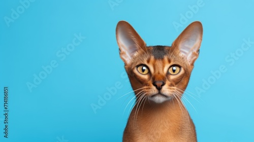 Beautiful Abyssinian Cat with Blue Color in Minimalistic Close-up AI Generated © Alex