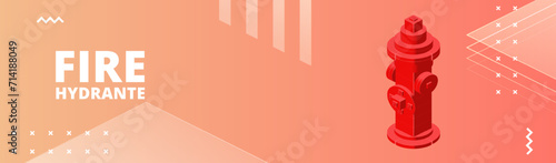 Banner with fire hydrant for printing and design. Vector illustration.