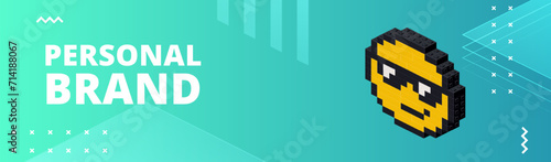 Banner with personal branding for printing and design. Vector illustration.