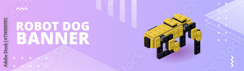 Banner with a robot dog for print and design. Vector illustration.