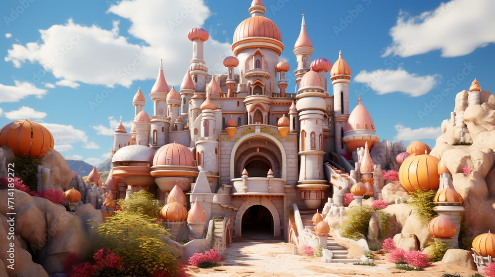 Fantastic Colorful Playground with Castle and Whimsical Elements Fantastic Colorful Playground with Castle and Whimsical Elements
