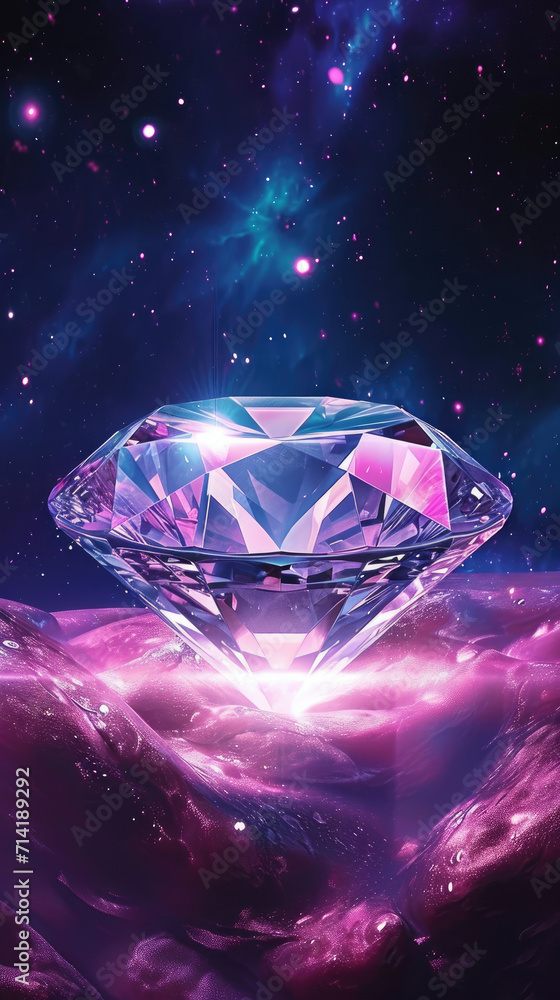 Diamond Among Stars, A Captivating Image of a Sparkling Gem Amidst a Vast Celestial Void Diamond Among Stars, A Captivating Image of a Sparkling Gem Amidst a Vast Celestial Void