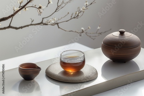 Traditional Korean teas offer health benefits and emotional stability, and are known for their exceptional taste and fragrance. generative ai photo