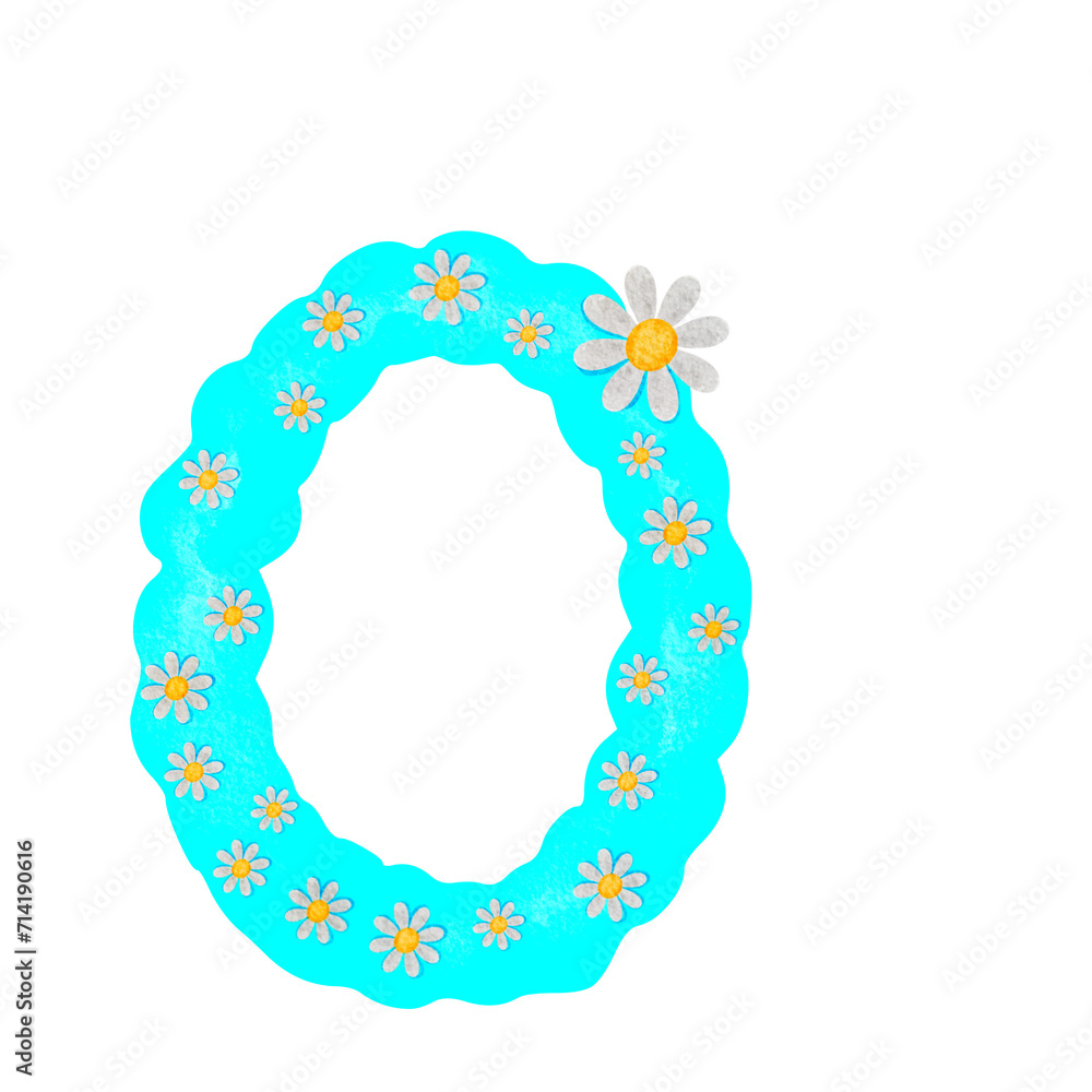 English alphabet Blue with white flowers English alphabet Blue with white flowers