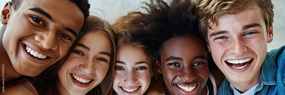 Young People Standing Together in a Group Photo Young People Standing Together in a Group Photo