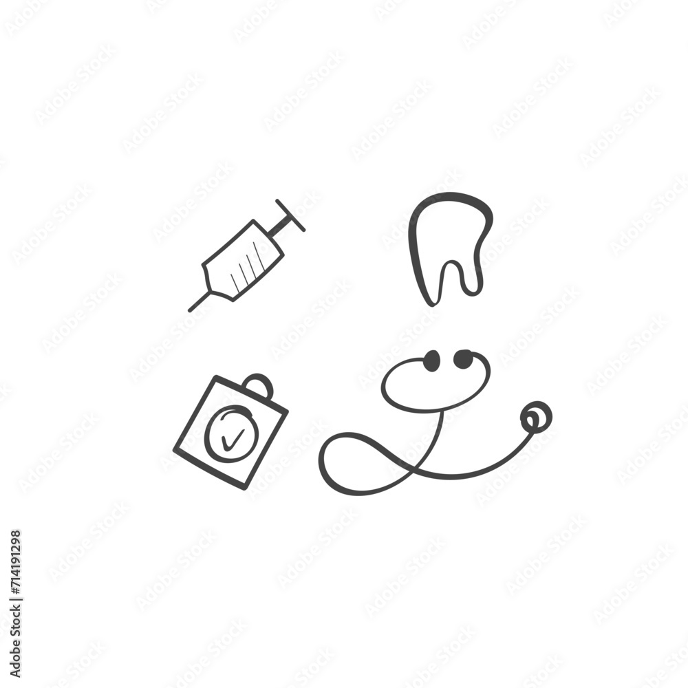 Fototapeta premium hand drawing medical icon set design