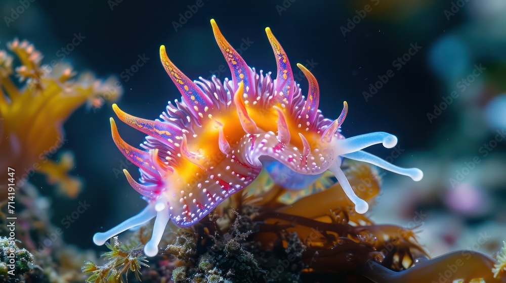 Fototapeta premium Close-up of brightly colored nudibranch