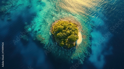 Aerial view of coral atoll oceanic diversity