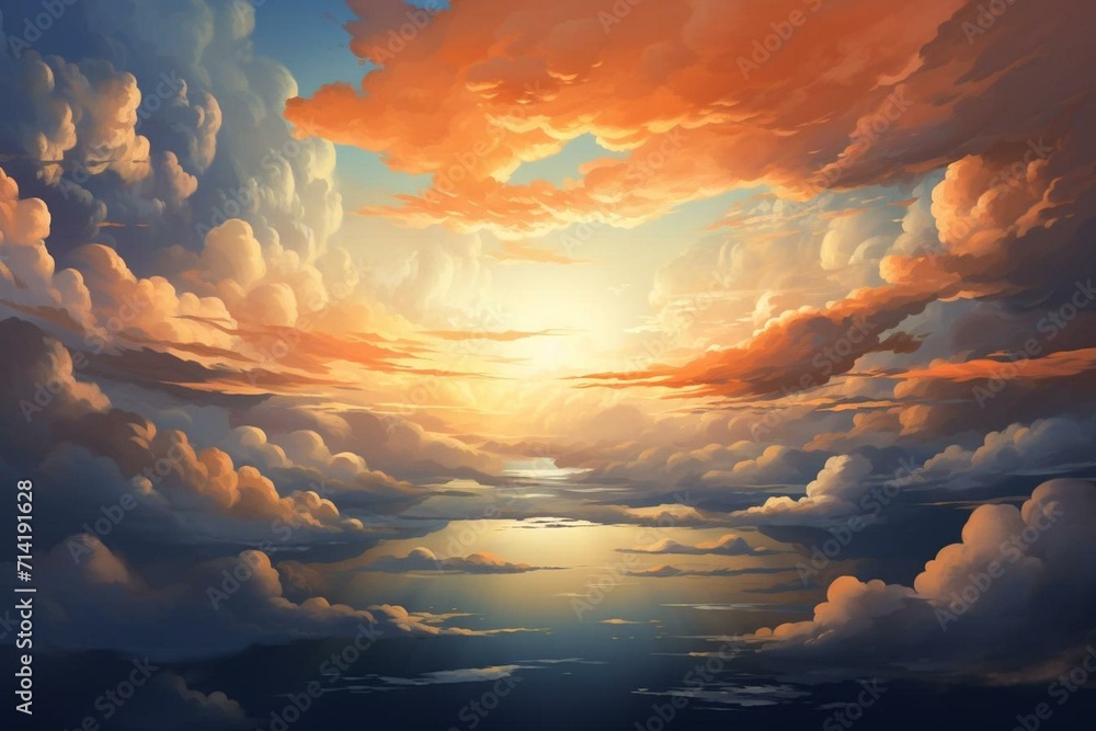 Artistic depiction of animated clouds in the sky. Generative AI Stock ...