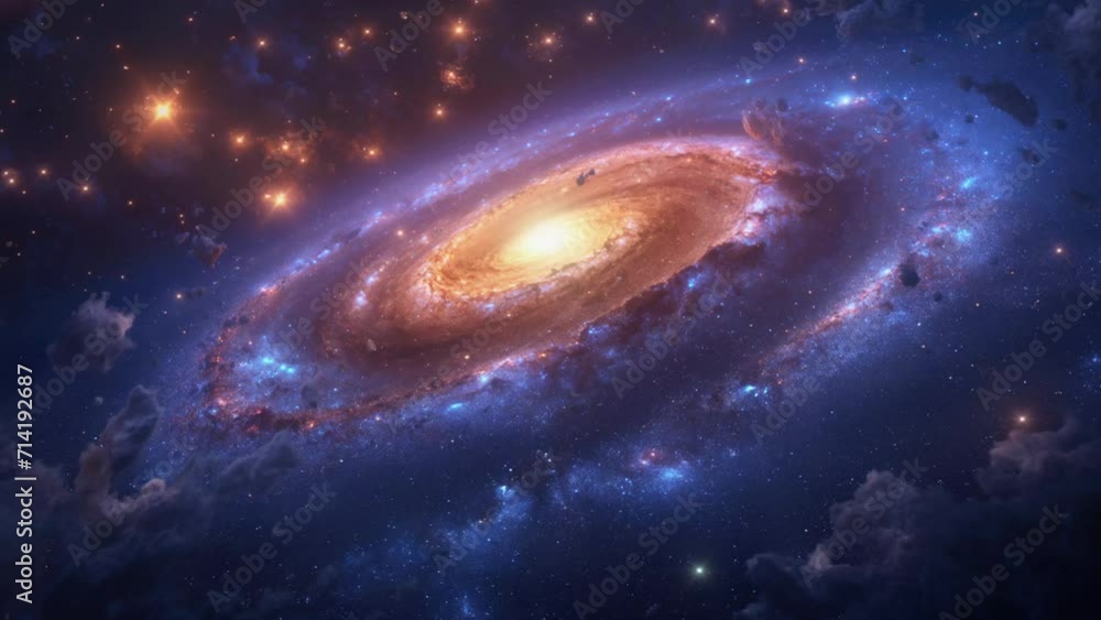 Loop Animation of Spiral nebula space towards bright light loop Animation footage video background