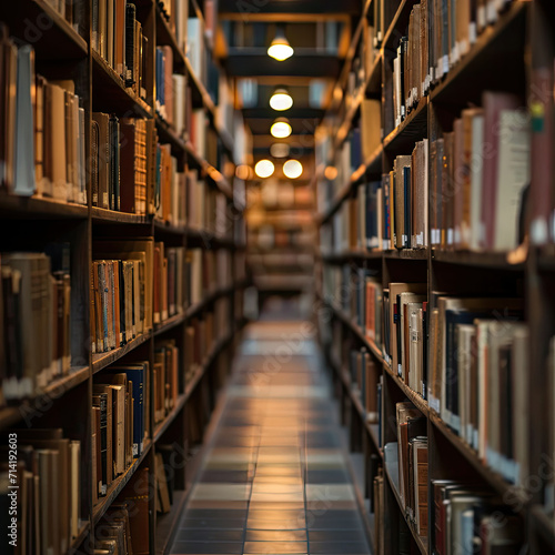 A Long Row of Books in a Library