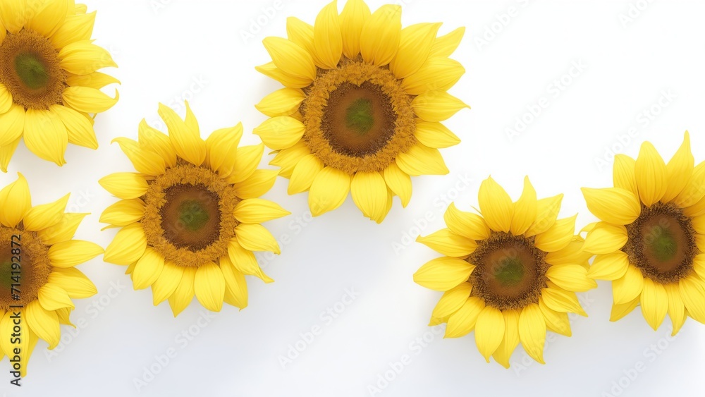 Obraz premium Beautiful Sunflowers on white surface