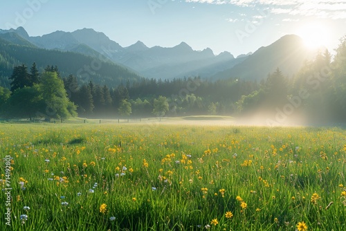 mountain meadow in the morning