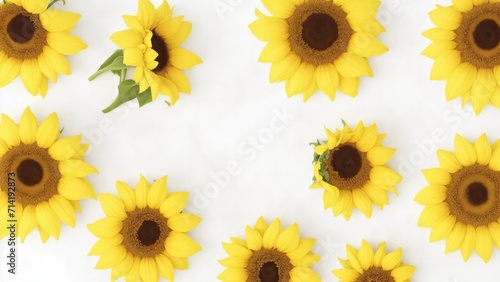 Beautiful Sunflowers on white surface