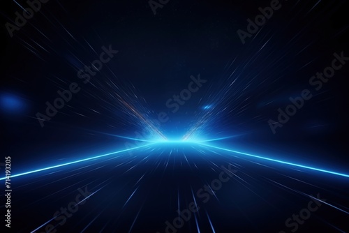 Abstract blue background with dark lines and spotlights.