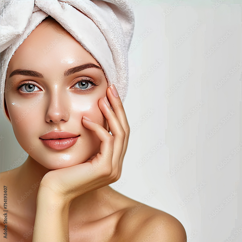 Woman Drying Hair With Towel After Showering at Home Woman Drying Hair With Towel After Showering at Home