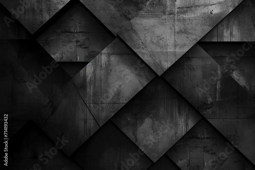 Monochrome Geometry: Black and Grey Charcoal Abstract Banner with Geometric Shapes and Shading Gradient, Crafting a Modern Background Wallpaper