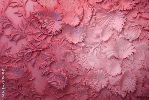 Pink marble, wall design, abstract bas-relief