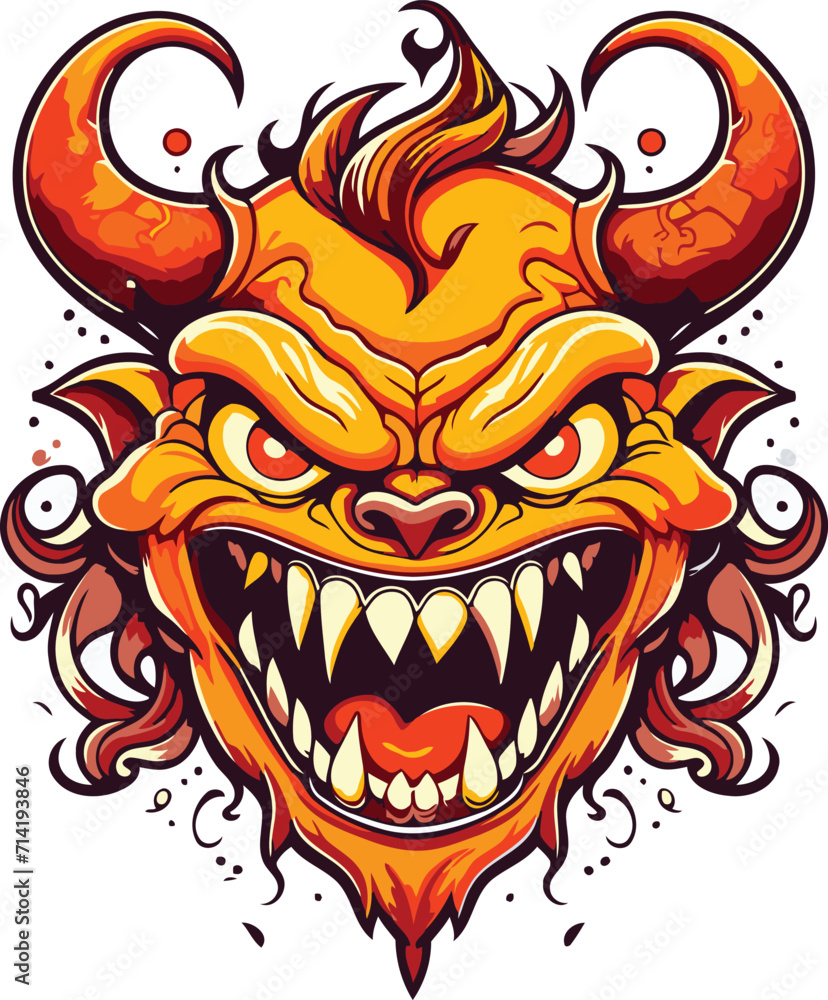 Cute Laughing Demon Vector Art illustrator Design