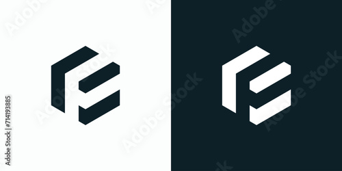 Vector logo design for the initials F and E with a hexagon shape.
