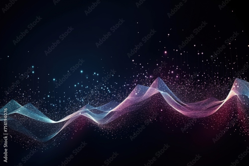 Abstract digital wave background with particles.