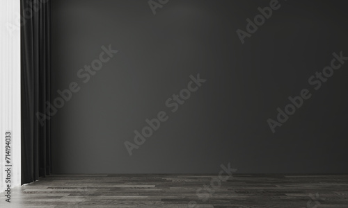 Modern interior of living room and empty black color wall background. 3d rendering. 