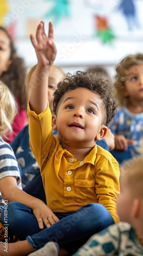 Group of Children Sitting in Classroom