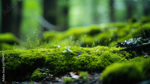 Mossy mysterious forest landscape background