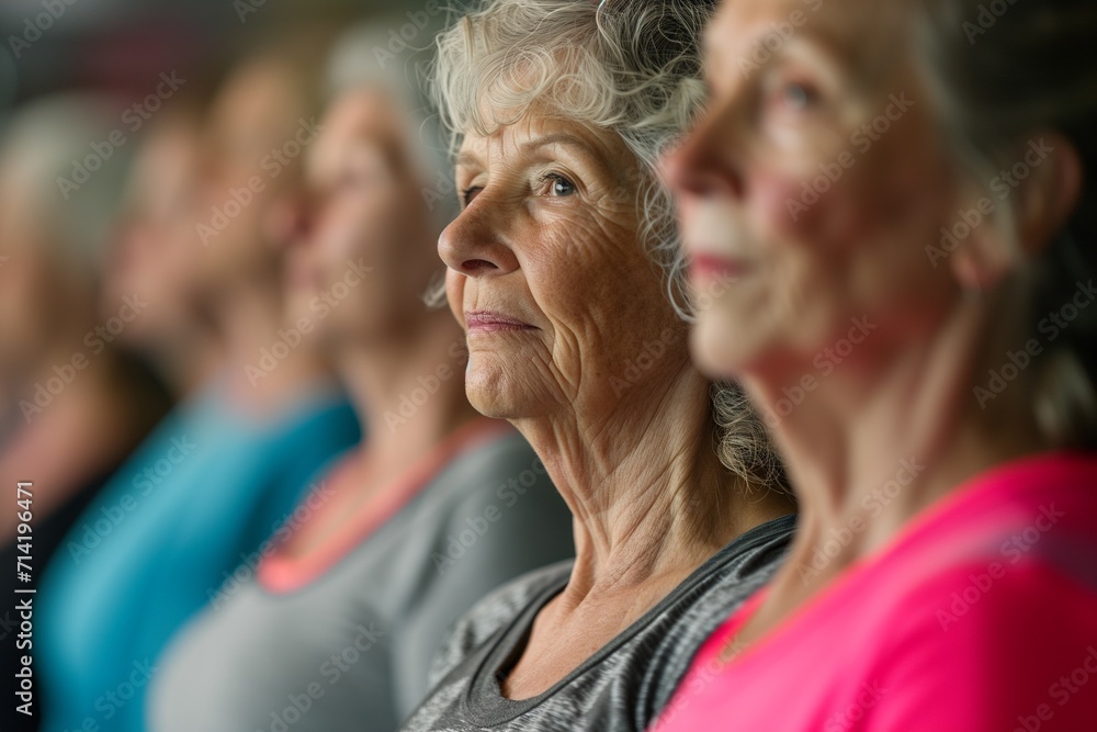 Radiant Senior Lady Enjoying Group Yoga Practice