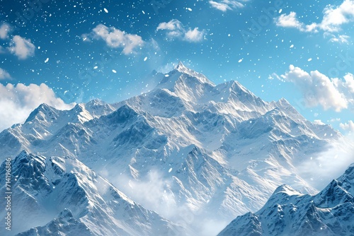 natural landscape with snowy mountains © happy