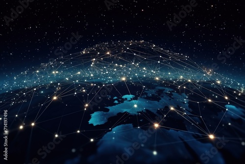 Connected World: Abstract Futuristic Earth Background