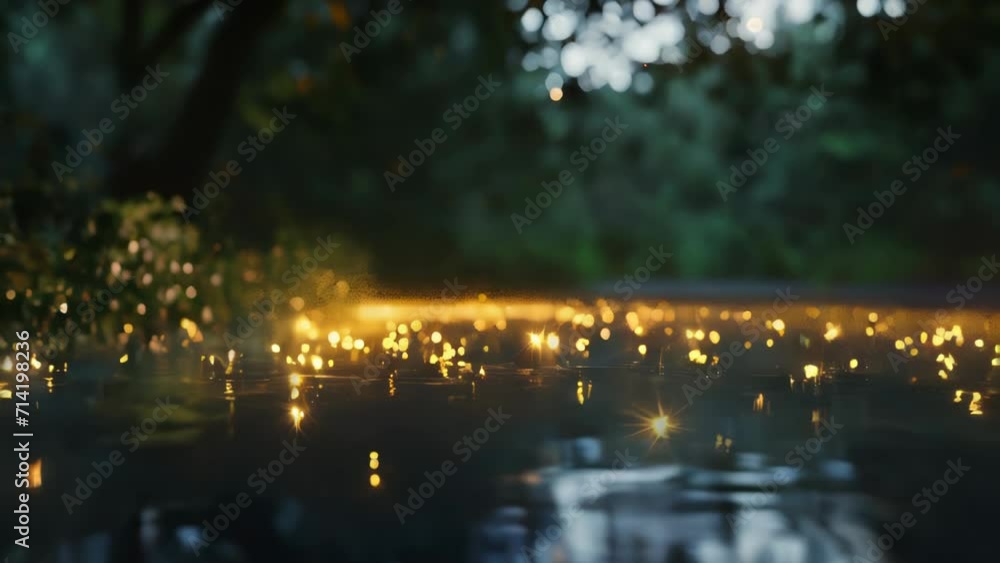 The faint glow of fireflies in a meadow at dusk
The faint glow of fireflies in a meadow at dusk