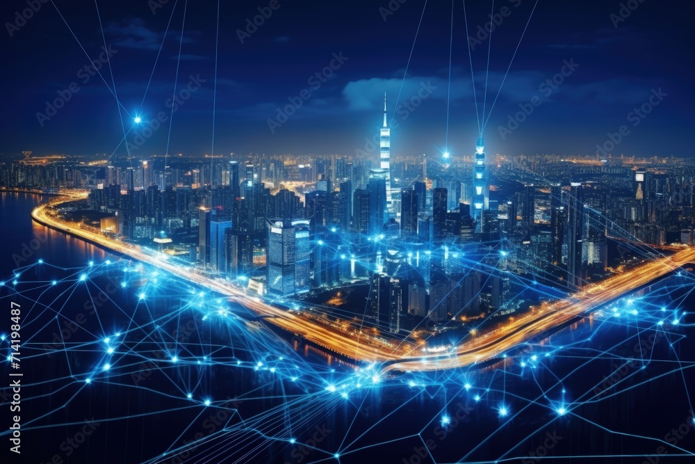 Smart city and big data connection technology concept