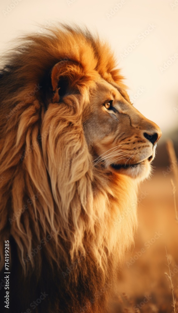 Majestic Lion in Golden Light, Wildlife Photography Majestic Lion in Golden Light, Wildlife Photography