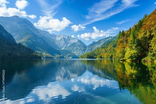 beautiful view of beautiful lake with mountains